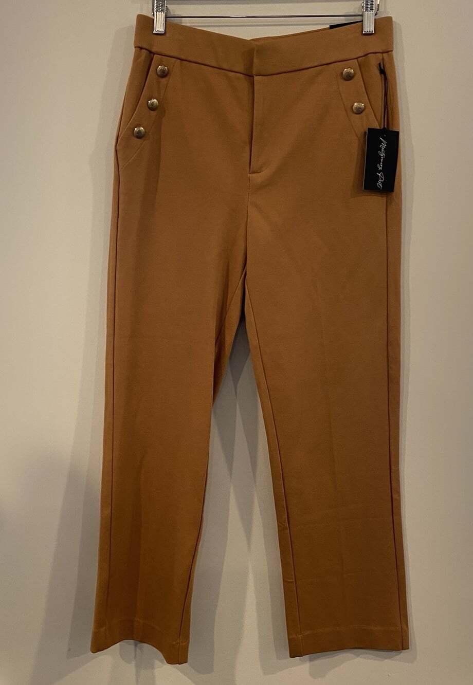 NWT Montgomery Post Tanisha Straight Leg Stretch Pants Camel Brown 12 New